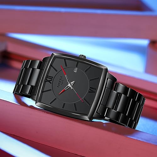 Image of NIBOSI Men's Watches Analog Military Sport Black Dial Watches for Men Business Waterproof Casual Watch Stainless Steel Wrist Watches Date