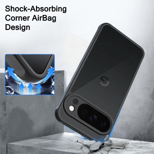 Image of TheGiftKart Hybrid Matte Frosted Translucent Back Cover Case for Google Pixel 10 Pro | Shockproof Design | Camera Protection Module | Hard Back Cover Case for Pixel 10 Pro (PC & TPU, Frost Black)