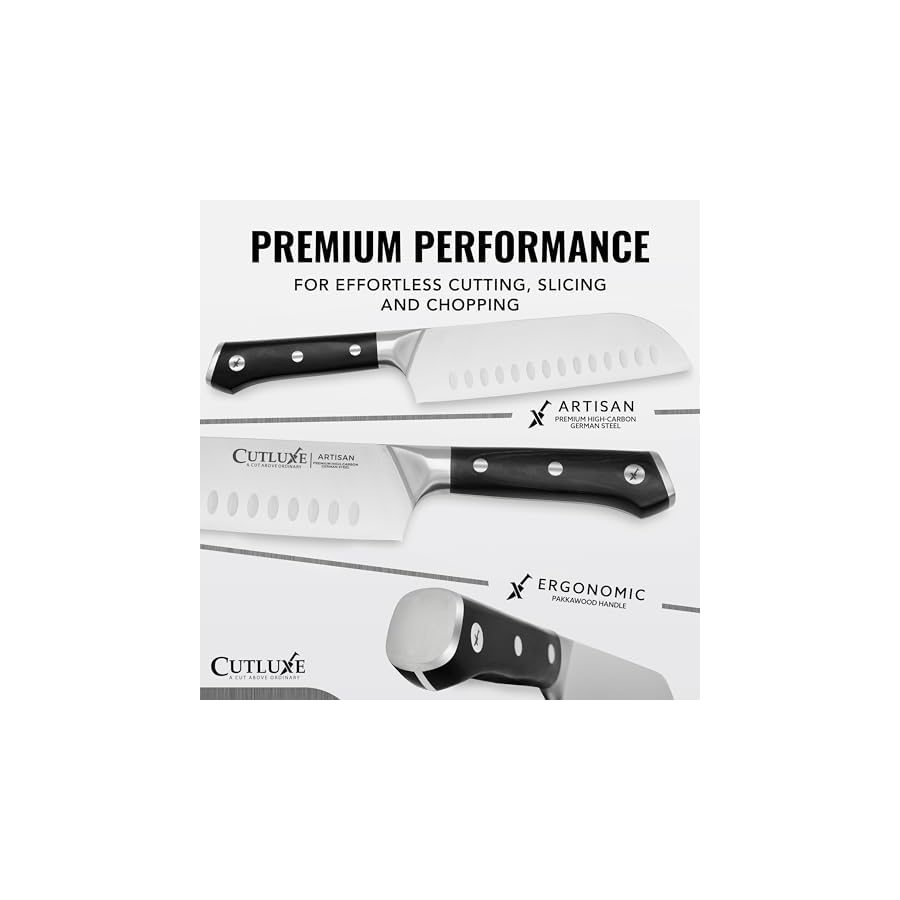 Cutluxe Chef Knife Set, 3 PCS Professional Chef's Knife Set – Razor Sharp German Steel, Full Tang, Ergonomic Handles - Artisan Series