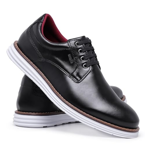 Sapato Oxford Derby Masculino Modelo Casual Sofisticado Solado Confortável (39, Preto)
