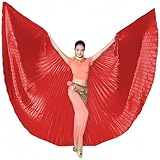 Lauthen.S Belly Dance Isis Wings with Sticks Women Angel Wings Halloween Costume Carnival Cape Outfit Red