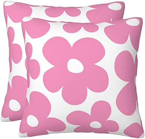 Pecfamly Hot Pink Pillow Cases Room Decor Aesthetic Y2k, Cute Pink Pillow Covers 18x18 Y2k Room Decor Aesthetic, Pink Throw Pillows Aesthetic, Bedroom Decor for Teen Girls Preppy Stuff (No Inserts)