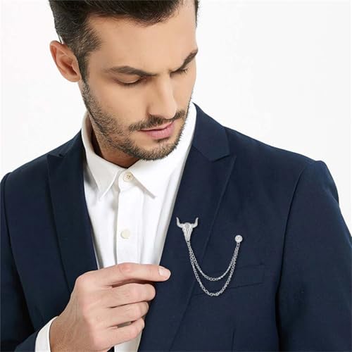 Image of 2PCS Crystal Hanging Chain Brooch Suit Pin for Men Women Vintage Crown Cross Star Diamond Broochs Gold and Silver Wedding Brooch for Clothes Dress Hats Bags Accessory