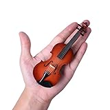 eronde Mini Handheld Violin Toy Miniature Musical Instruments Collection Wooden Decorative Ornaments/Gift with Stand Support and Case