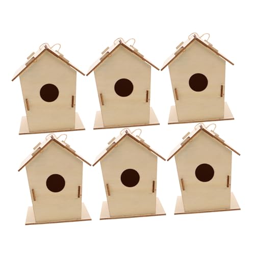 UPKOCH 6pezzi Casetta Per Uccelli in Legno Grezzo Da Dipingere Kit Da Te Per Ragazzo Casetta Per Uccelli Sospesa Per Esterno