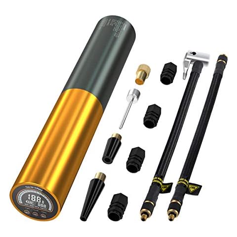 AUTDER Electric Bike Pump Mini Car Tyre Inflator 120psi Air Pump 3000mAh Battery Rechargeable Bicycle Air Compressor With Digital Pressure Gauge 100 Lumens Led Light Lcd Screen for Car Bike Ball Moto Cover