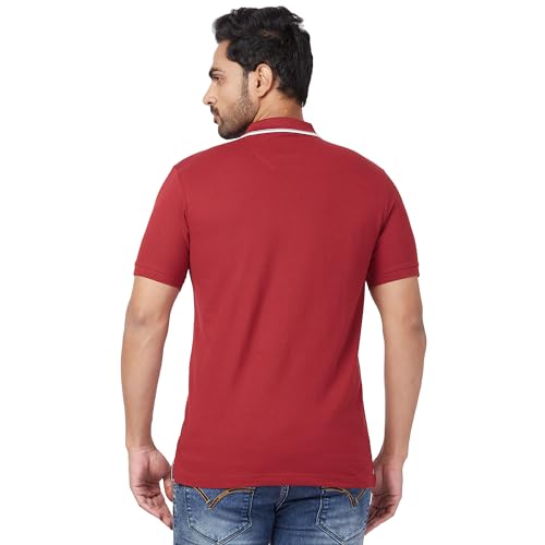 Image of Park Avenue Men's Slim Fit Solid Pattern Cotton Blend Half Sleeve Polo Neck Casual T-Shirt