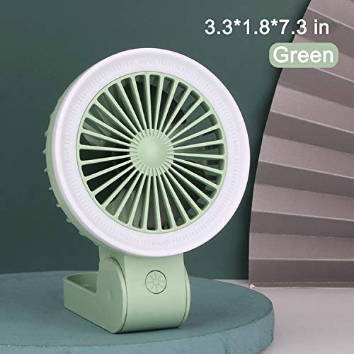 Mini Handheld Fan With LED light, Mini Portable Fan, Sansent 3 Speed Adjustable Usb Personal Desk Fan With Usb Rechargeable Battery Operated,small Outdoor Fan Can Put In Cloth Pocket (Green)