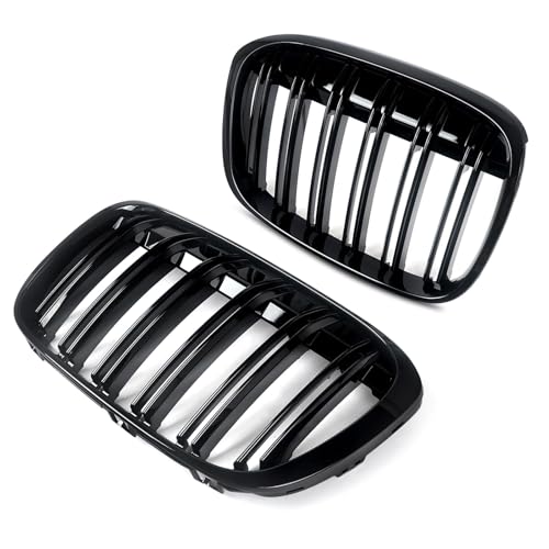 Rejillas para coche BMW X1 F48 F49 de 2016 a 2019 con diseño deportivo negro de doble línea