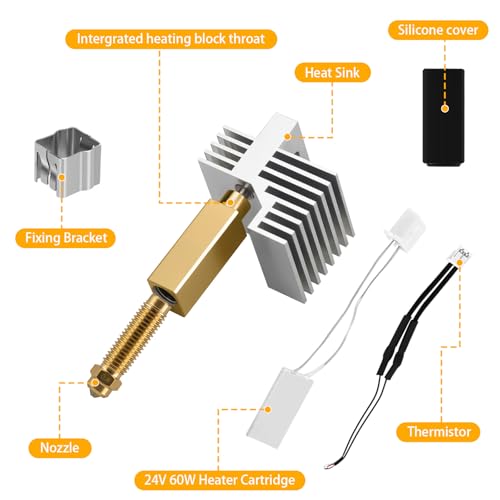 0,4mm Extruder Hotend Kit mit zusätzlichen Düsen aus gehärtetem Stahlmessing (0,2 mm, 0,4 mm, 0,6 mm, 0,8 mm), für Elegoo Centauri Carbon/Centauri Carbon 2 Hotend-3D-Drucker