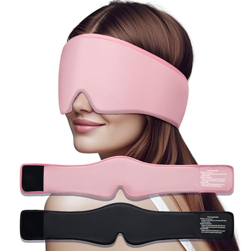 2 Pack Blackout Cooling Sleep Mask: Reusable Gel Eye Mask for Puffiness & Migraine Natural Relief - Adjustable Cold Pack for Home Essentials, Couple