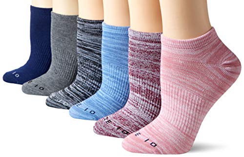 Amazon Brand - Core 10 Women's 6-Pack Everyday Sport Athletic No Show Socks, Pink/Navy/Grey, Shoe Size: 4-10