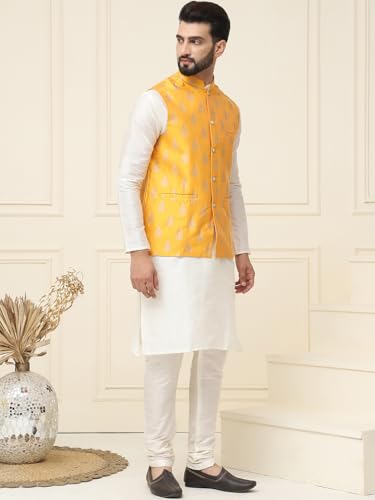 Image of SOJANYA (Since 1958 Men's Silk Blend Kurta Pyjama With Nehrujacket Set