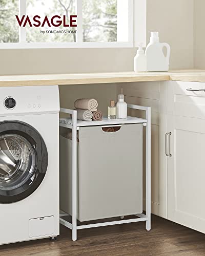 Image of VASAGLE Laundry Hamper, Laundry Basket, Laundry Sorter with A Pull-Out and Removable Bag, Shelf, Metal Frame, 17.2 Gallons (65 L), 19.7 x 13 x 28.4 Inches, Cream White and Cloud White UBLH101W01