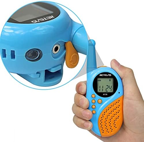 Retevis RT35 Kids Walkie Talkies Rechargeable with Batteries and USB Charging Cable, 8 Channels Flashlight VOX Toys for Camping, Outdoor Adventures, Family Games (Blue,2 Pairs)