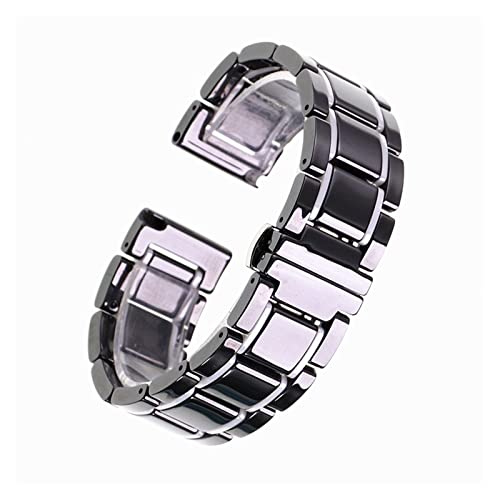 Bracelet montre céramique 21mm noir blanc pour le quotidien