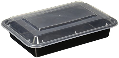 Reditainer Rectangular Food Storage Containers with Lids (20 Pack), 28 oz, Black