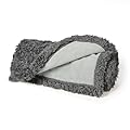 Pawsee Waterproof Dog Blanket Washable, Sherpa Fleece Pet Blanket for Puppies Cats Dogs, Reversible Waterproof Protector Cover for Dog Sofa Bed, 76 x 65 cm, Grey/Charcoal Grey