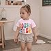 Sibling Matching Outfits for Kids Little Girl Boy Short Sleeve Cousin Crew Shirt Colorful Print Summer Clothes (Pink Cousin, 4-5 Years)