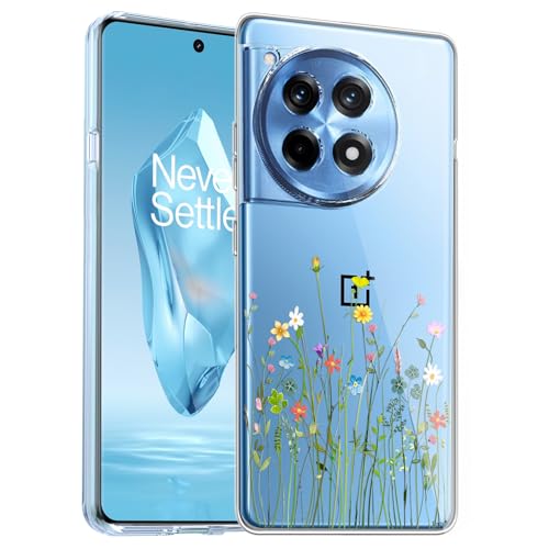 Coque OnePlus 12R transparente Unov avec motif bouquet de fleurs en TPU