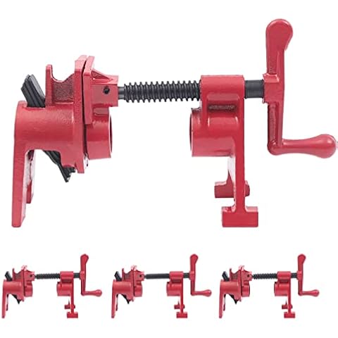 4 Set Rohrklemmen, 3/4 Zoll Rohr Schraubzwingen Rohrschraubzwinge Korpuszwinge mit Klemmen & Spanner Handwerkzeug-Schnellspanner Rohrschelle für die Verarbeitung des Holzes Cover