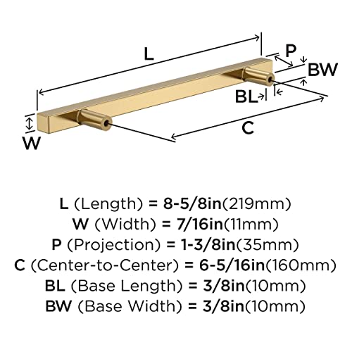 Image of Amerock 25 Pack 6-5 /16 inch Bar Pulls Square Champagne Bronze Drawer Pull