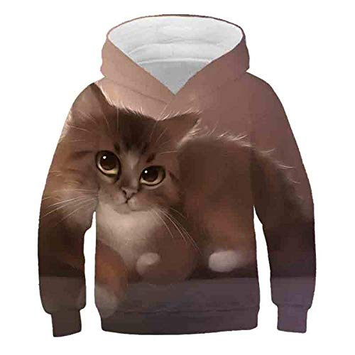 Sweat à capuche enfant imprimé chat 3D pour style décontracté