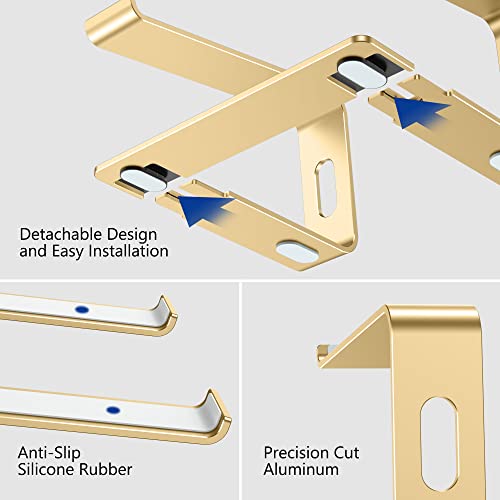 Image of BESIGN LS03 Aluminum Laptop Stand, Ergonomic Detachable Computer Stand, Notebook Riser, Laptop Mount Compatible with Air, Pro, Dell, HP, Lenovo More 10-15.6 inch Laptops, Gold