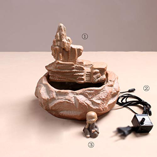 Creatieve Indoor Fountain Desktop Landschap Feng Shui Decor Hars Rockery Crafts for Office Woonkamer Vijverfonteinen (Grootte : 25CM*23.5CM) - Image 5