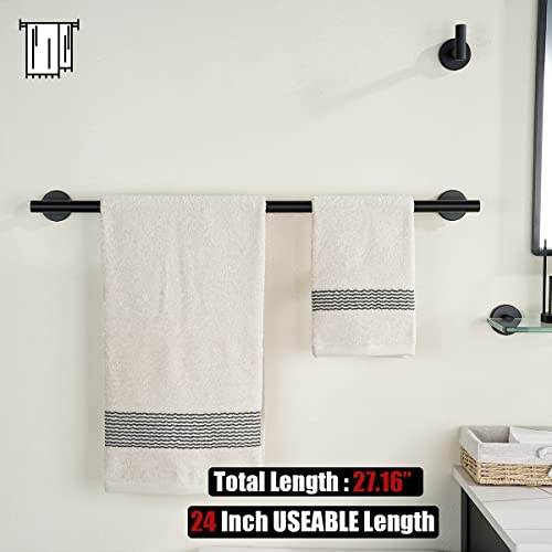 Barre porte-serviettes murale noir mat en acier inoxydable de 61 cm - 4