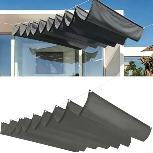 Voiles d'ombrage rétractables de haute qualité gris clair 85x360cm durables - 2