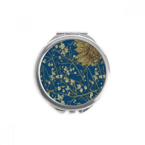 Miroir peint à la main pour retouches maquillage en voyage avec motif chrysanthème