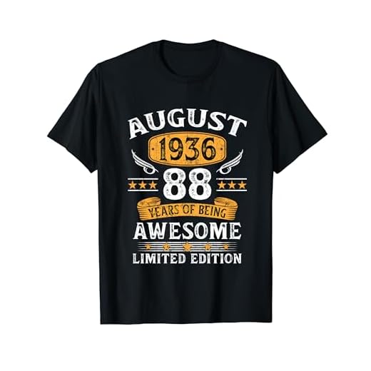88 Años Cumpleaños Hombre Mujer Agosto 1936 Vintage 1936 Camiseta