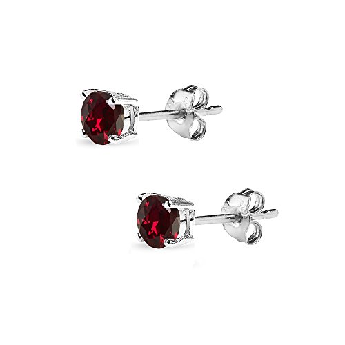 Ruby Earrings For Women Synthetic Gemstone 5Mm Round Solitaire Sterling Silver Red Stud Earring For Girls Teens Bridesmaids Fashion #TOP3