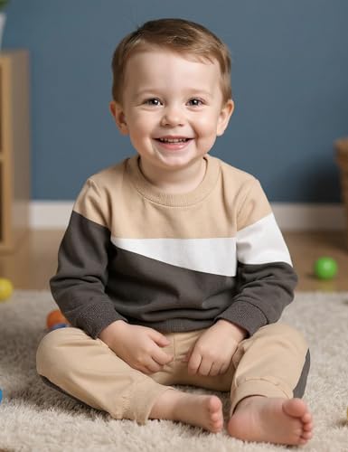 Image of Toddler Boy Clothes Long Sleeve Hoodie Sweatsuits Tops and Pants 2Pcs Boys Fall Winter Outfits Set