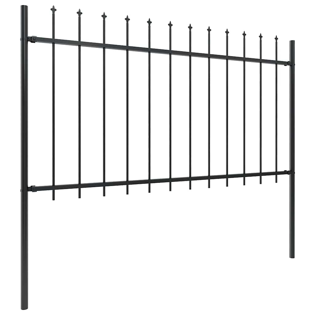 Garden Fence Woerden with Spear Top Steel 181x100 cm Black Decorative Outdoor Metal Panel for Security Boundary Yard Walkway Home Business Property Powder Coated