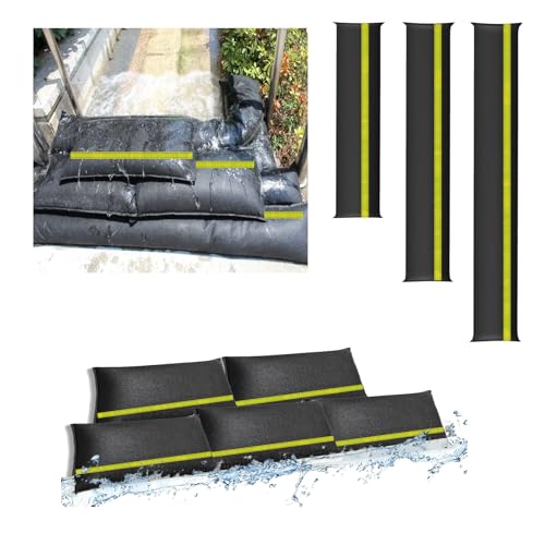 Estresen 3FT-4Pack Water Leak Absorber, Water Barrier for Flooding Sandless Sandbags with Reflective Strips Water Absorbent Sock Flood Barrier for Garage Door Basement Against Heavy Rain