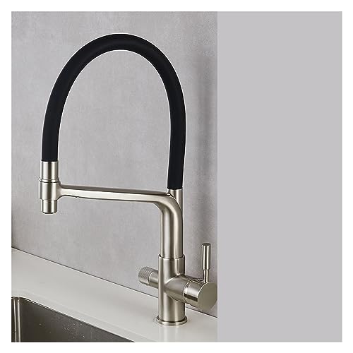 Purification de l'eau robinet de cuisine en laiton fini noir mat rotatif