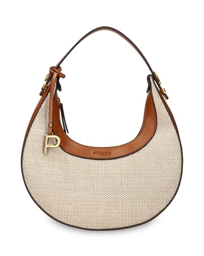 Picard Tasche Damen Schultertasche Croissant | Handtasche aus Kunstleder mit Reißverschluss gesichertem Innenfach & abnehmbarem Schulterriemen | Moonbag (Cookie Kombi OneSize)