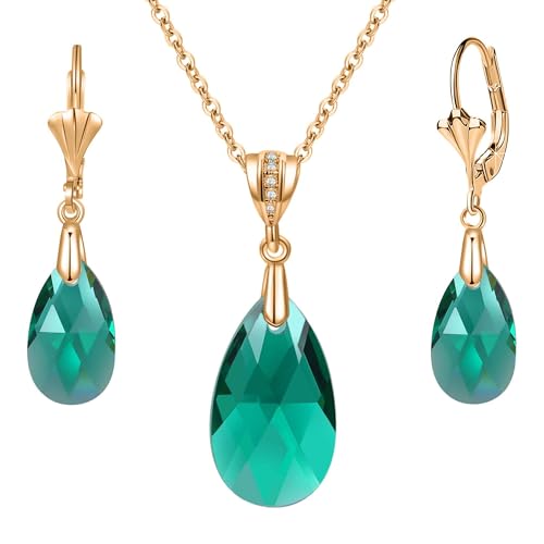 Juego de collar de cristales austriacos y aretes de palanca para eventos y oficina