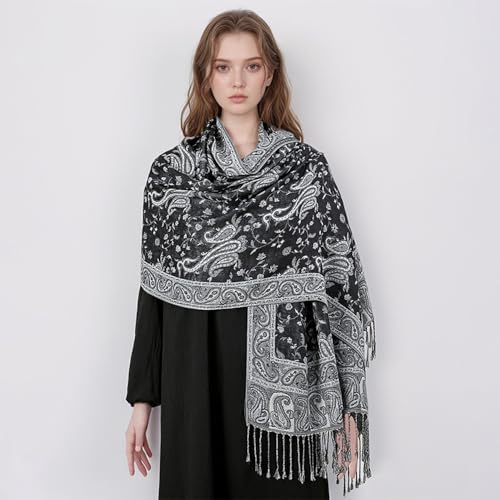 Reversible Paisley Pashmina Shawl Wraps for Women Soft Exotic Indian Rave Scarf for Evening Dress Festival Scarves