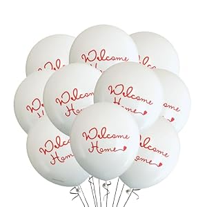 Malayan Products 12 Count Welcome Home Balloons, Homecoming Party, New House Party, Real Estate Open House Party Decoration, Welcome Home Birthday Latex Balloons, White, MPCAMOHOME12