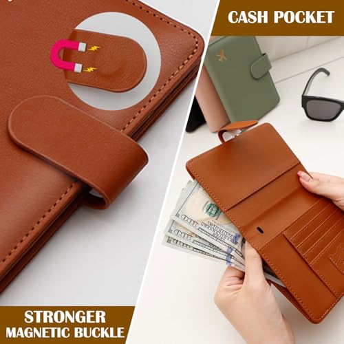 Image of Melsbrinna Premium Leather Passport Holder Covers Case, Waterproof Rfid Blocking Travel Wallet Passport Holder with Pen Holder, Cute Passport Book for Women /Men