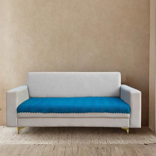 Image of Homerz Premium Velvet Sofa Cover Panel | Soft & Velvety Fabric | Rich Vibrant Colours | Sofa Protector for Living Room (Teal, 7 (3+2=2) Seater, Only Seat Cover)