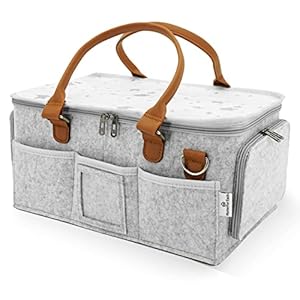HOME FOR EACH – Portable Diaper Caddy Storage Bag with Roll Lid and Removable Dividers, Caddy Organizer for Nursery…