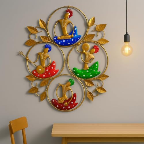Image of Bharat Art Metal Iron 4 Anti Musicians B Frame Decorative Wall Art Decor for Home Bedroom Living room Office Cafe Decorative | Elegant Artistic Showpiece Sculpture | Gift Item | 24x1x20 Inch | W181 (B)