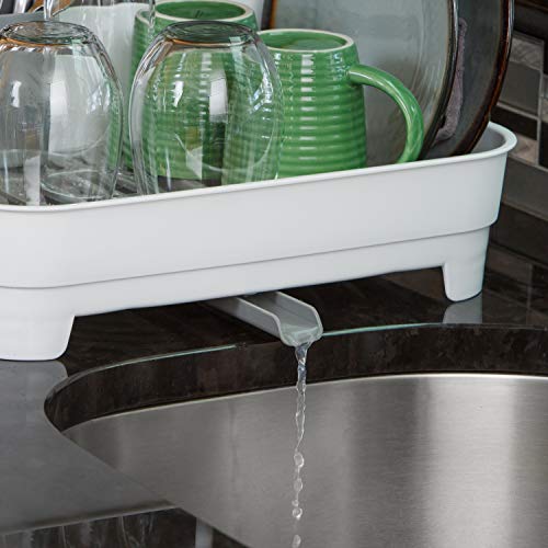Glad Escorredor de louças com escorredor | Organizador de pia de cozinha com bandeja de talheres | B
