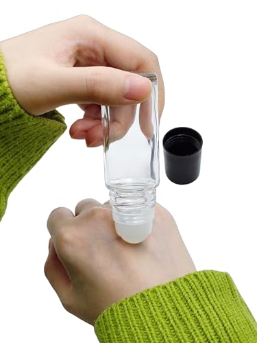 2Packs Glass Roller Bottles 30ml/1 Oz Plastic Roller Ball for Cosmetics Oils and Perfume Convenient Sizes, Reusable and Refillable2