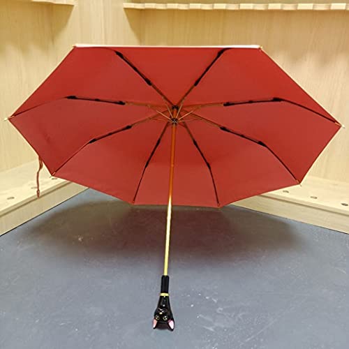 Ditudo Umbrella Umbrella Folding Animal Head High-End Creative Men And Women Retro Three-Fold Umbrella Business Rain And Sun Dual-Use Umbrella Suitable For Fishing Golf Camping (Color : A) #TOP2