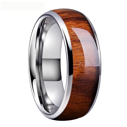 ZENSE - Bague homme lisse confortable en acier façon boisée ZR0178, taille 73